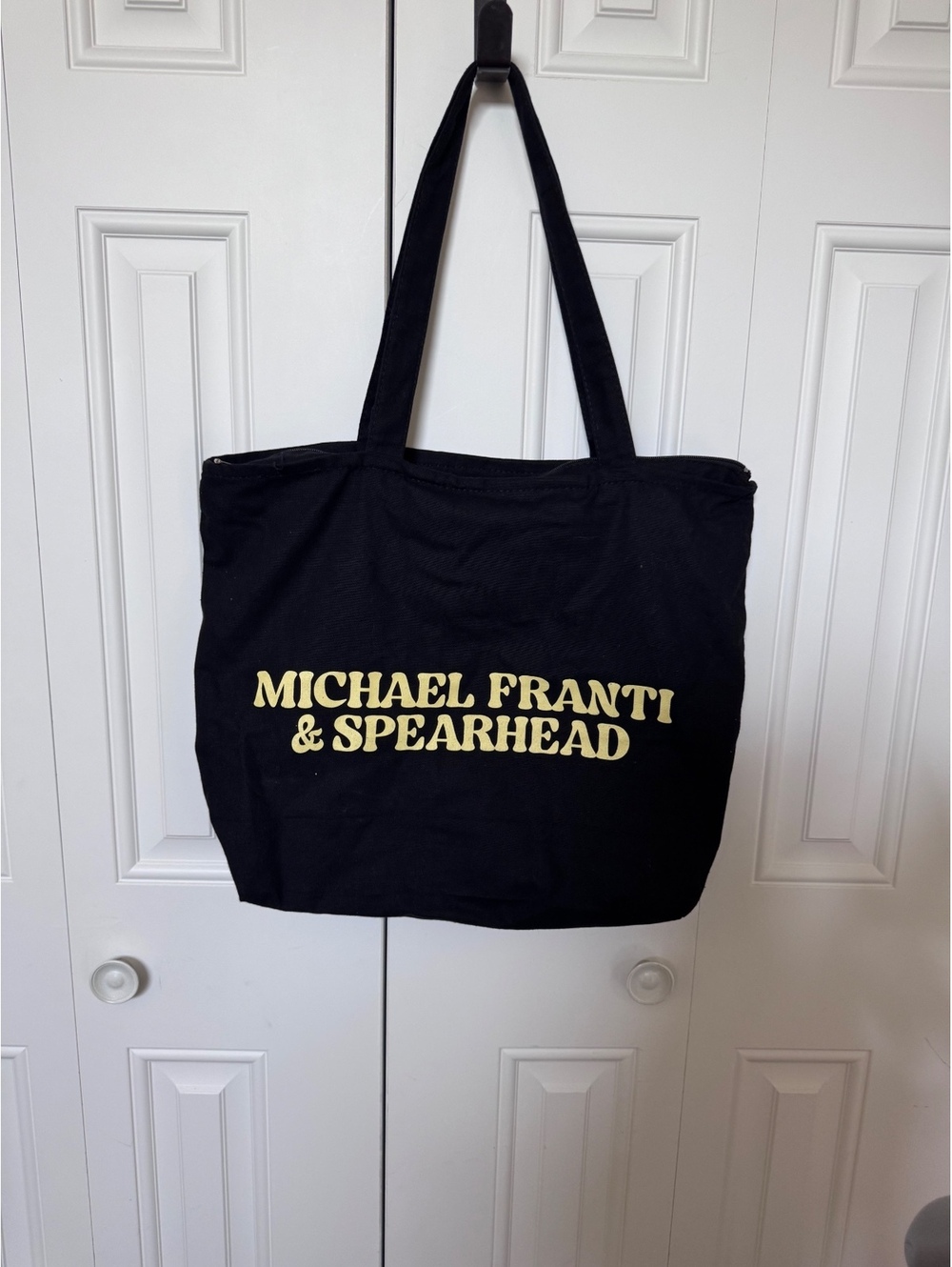 Michael Franti & Spearhead Tour Merchandise Black Canvas Zip Tote Bag